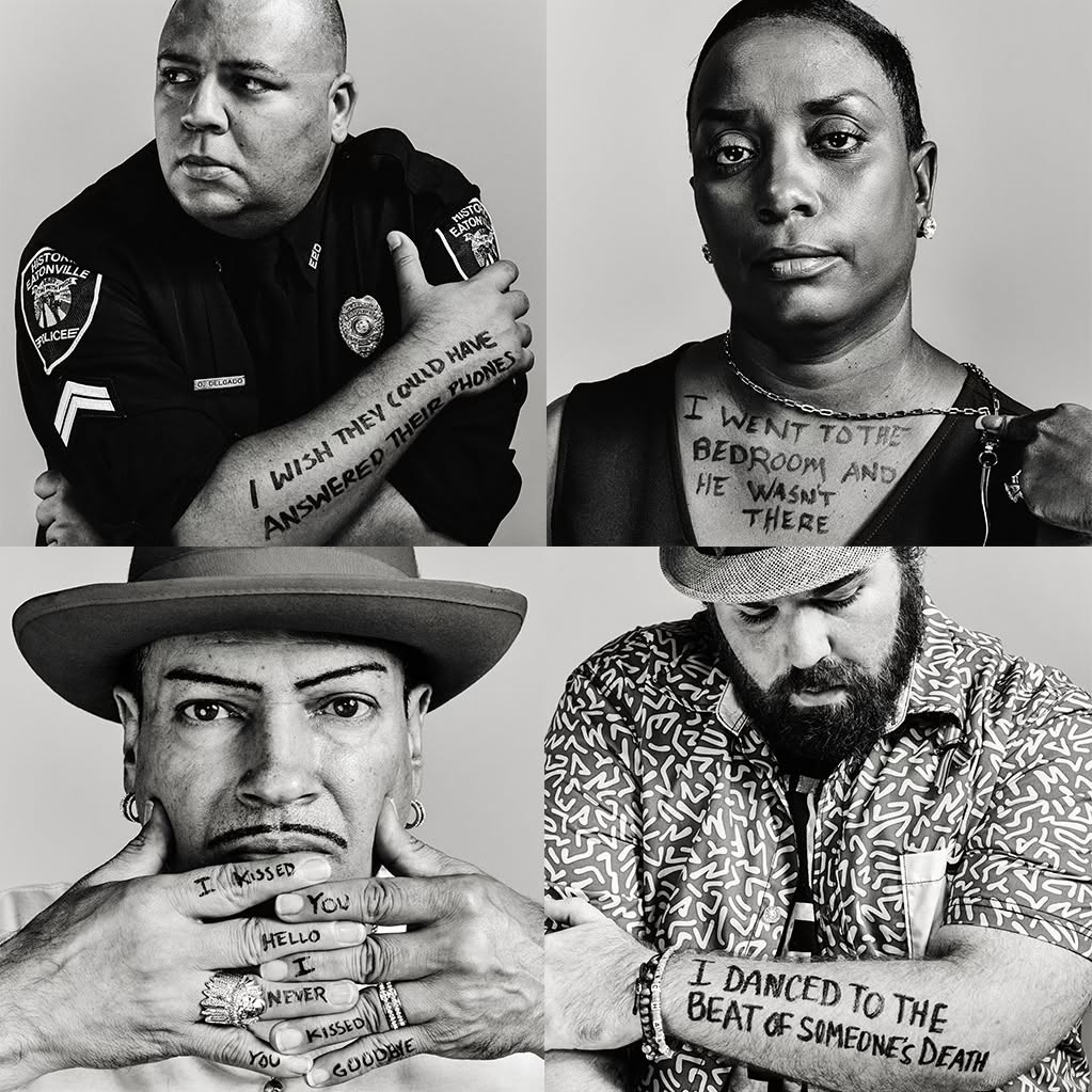 Dear World portraits honoring the Pulse community, with handwritten messages of remembrance.